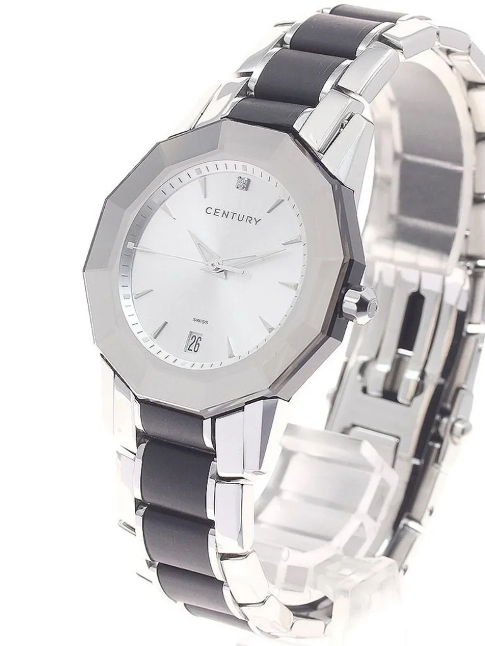 CENTURY Time gem 1P diamond date Silver Dial Quartz Men's Watch_948566